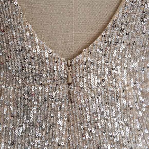 Sequin Long Sleeves V Nevk Cocktail Short Dress Cocktail Wedding New Year Party - Picture 6 of 7